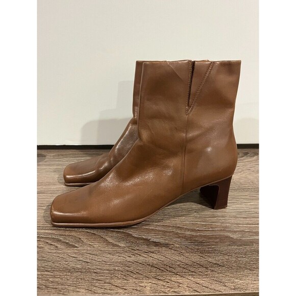 Vintage 90’s Diba Boots Women’s Tan Leather Square Toe Booties Bohemian Sz 8.5 - Picture 6 of 16